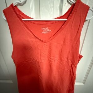 Time and Tru Coral V-Neck Sleeveless Tank Top